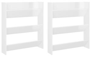 Wall Shoe Cabinets 2 pcs High Gloss White 80x18x90cm Engineered Wood