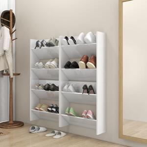 Wall Shoe Cabinets 4 pcs High Gloss White 60x18x60 cm Engineered Wood