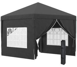 Outsunny 3 x 3 Meters Pop Up Water Resistant Gazebo Wedding Camping Party Tent Canopy Marquee with Carry Bag and 2 Windows, Black
