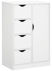 HOMCOM Bathroom Cabinet, Freestanding Storage Cabinet with 4 Drawers, Door Cupboard for Living Room, Kitchen, Bedroom, White