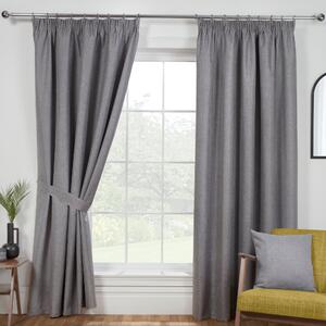 Eclipse Blackout Ready Made Pencil Pleat Curtains Pewter