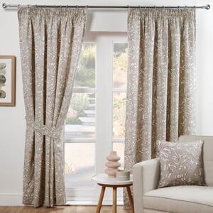 Aviary Ready Made Pencil Pleat Curtains Parchment