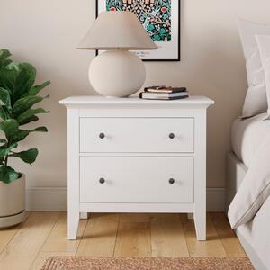 Lynton 2 Drawer Wide Bedside Table White