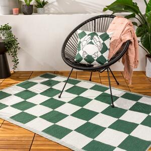 Furn. Checkerboard Green Reversible Indoor Outdoor Rug Green/White