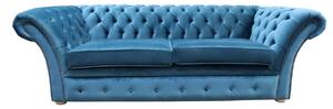Chesterfield Handmade 3 Seater Sofa Malta Peacock Blue Velvet Fabric In Balmoral Style