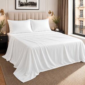 Ackly Bamboo - White Flat Sheet, Double