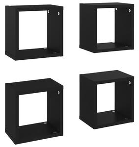 Wall Cube Shelves 4 pcs Black 22x15x22 cm