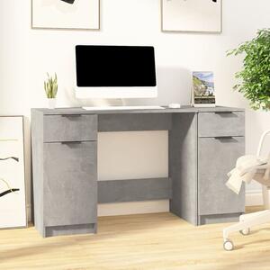 Desk with Side Cabinet Concrete Grey Engineered Wood