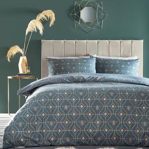Furn. Bee Deco French Blue Duvet Cover and Pillowcase Set Blue/Beige