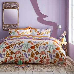 Furn. Amelie Duvet Cover & Pillowcase Set White/Orange/Purple