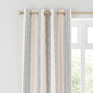 Churchgate Recycled Cotton Stripe Eyelet Curtains Blue