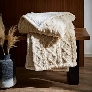 Dunelm Textured Cream Aaron Sherpa Throw 130x180cm White