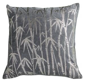 Foil Printed Bamboo Palm Cushion Grey