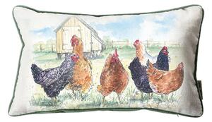 Aquarelle Chickens Cushion MultiColoured