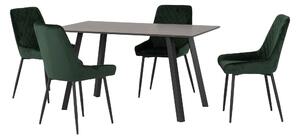 Berlin Rectangular Dining Table with 4 Avery Chairs Green
