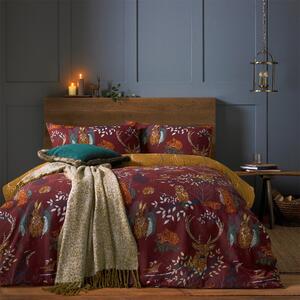 Furn. Riva Forest Fauna Rust Duvet Cover and Pillowcase Set red