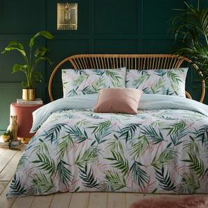 Furn. Bali Palm Floral Reversible Duvet Cover and Pillowcase Set Dark Green