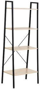 HOMCOM 4-Tier Vintage Ladder Shelf Bookcase Wood Storage Rack Stand Plants Display Black natural Aosom UK