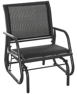 Outsunny Outdoor Gliding Swing Chair Garden Seat w/ Mesh Seat Curved Back Steel Frame Armrests Comfortable Lounge Furniture Dark Grey Black