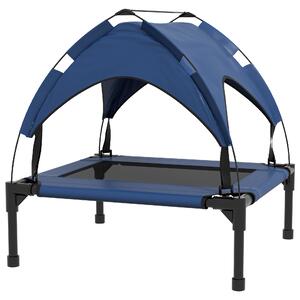PawHut Raised Cooling Pet Bed, Breathable Mesh, Washable, for Small to Medium Dogs, 76 x 61 x 69.5cm, Dark Blue Aosom UK