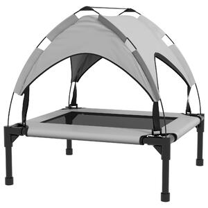 PawHut Elevated Cooling Pet Bed: Breathable Mesh Raised Cot for Small to Medium Dogs, Washable, Light Grey Aosom UK