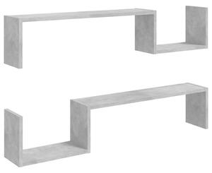 Wall Shelf 2 pcs Concrete Grey 100x15x20 cm Engineered Wood