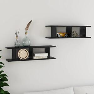 Wall Shelves 2 pcs High Gloss Black 75x18x20 cm Engineered Wood
