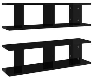Wall Shelves 2 pcs High Gloss Black 75x18x20 cm Engineered Wood