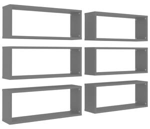 Wall Cube Shelf 6 pcs Grey 60x15x23 cm Engineered Wood