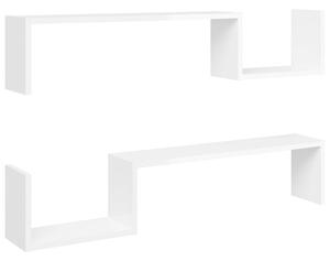 Wall Shelf 2 pcs High Gloss White 100x15x20 cm Engineered Wood