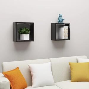 Wall Cube Shelves 2 pcs High Gloss Black 30x15x30 cm