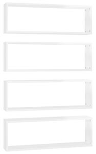 Wall Cube Shelf 4 pcs High Gloss White 80x15x26.5cm Engineered Wood