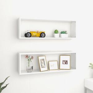 Wall Cube Shelf 2 pcs High Gloss White 80x15x26.5cm Engineered Wood