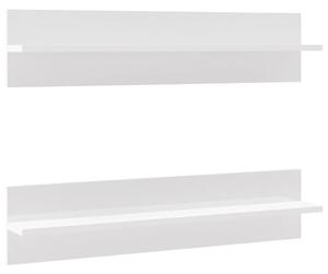 Wall Shelf 2 pcs High Gloss White 80x11.5x18 cm Engineered Wood