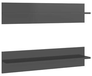 Wall Shelf 2 pcs High Gloss Black 80x11.5x18 cm Engineered Wood