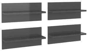 Wall Shelves 4 pcs High Gloss Grey 40x11.5x18 cm