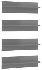 Wall Shelf 4 pcs High Gloss Grey 60x11.5x18 cm Engineered Wood