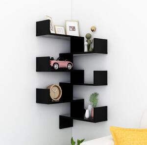 Wall Corner Shelf 2 pcs Black 40x40x50 cm Engineered Wood