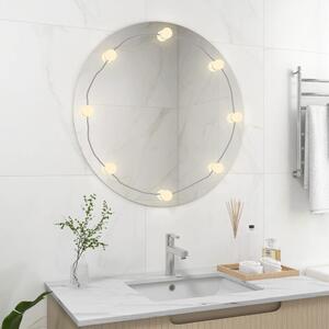 Wall Frameless Mirror with LED Lights Round Glass