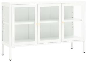 Sideboard White 105x35x70 cm Steel and Glass