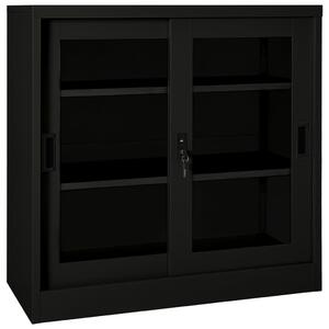 Sliding Door Cabinet Black 90x40x90 cm Steel