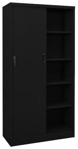 Office Cabinet with Sliding Door Black 90x40x180 cm Steel