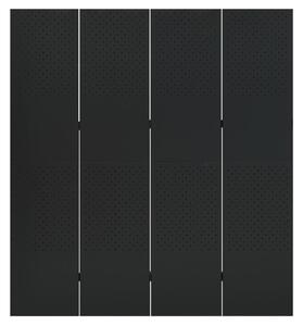4-Panel Room Divider Black 160x180 cm Steel