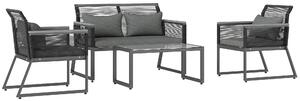 Outsunny 4 Pieces Rattan Garden Furniture Set - Charcoal Grey Aosom UK
