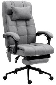 Vinsetto Massage Office Chair w/ Heating and Vibration Function, Executive Office Chair w/ Head Pillow, Footrest, Reclining Back, Grey Aosom UK