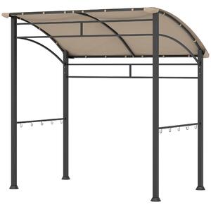 Outsunny 2.2 x 1.5 m BBQ Grill Gazebo Tent, Garden Grill with Metal Frame, Curved Canopy and 10 Hooks, Outdoor Sun Shade, Khaki