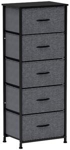 HOMCOM Fabric Chest of Drawers, Storage Drawers, Industrial Bedroom Dresser with 5 Fabric Drawers, Steel Frame and Wooden Top for Nursery, Living Room, Hallway, Dark Grey