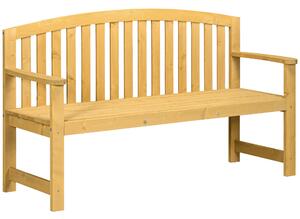 Outsunny 2 Seater Wooden Garden Bench with Armrest, Outdoor Furniture Chair for Park, Balcony, Orange