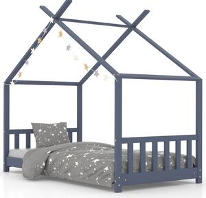 Kids Bed Frame Grey Solid Pine Wood 80x160 cm