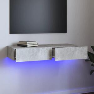 TV Cabinet with LED Lights Concrete Grey 90x35x15.5 cm